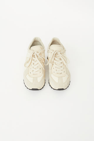 Cream Nylon & Suede Sneaker