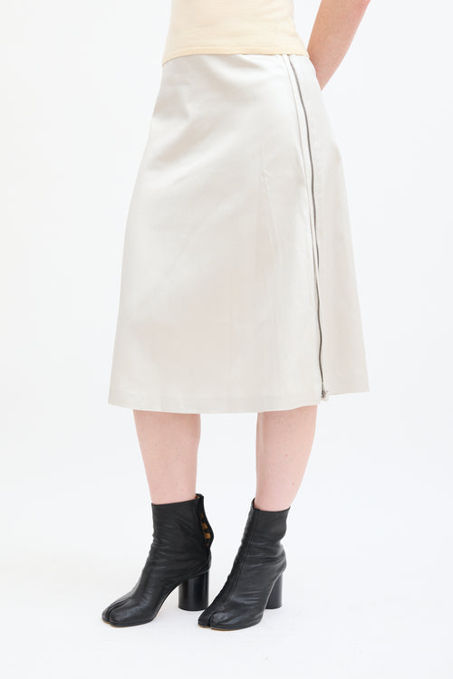 Maison Margiela Cream Satin Zip Skirt