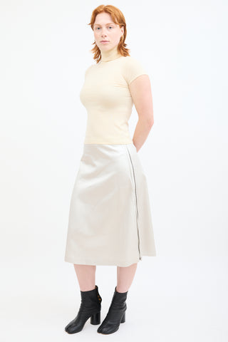 Maison Margiela Cream Satin Zip Skirt