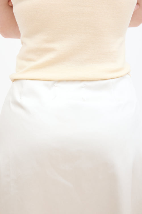 Maison Margiela Cream Satin Zip Skirt