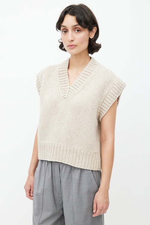 Maison Margiela Cream Wool Knit Vest