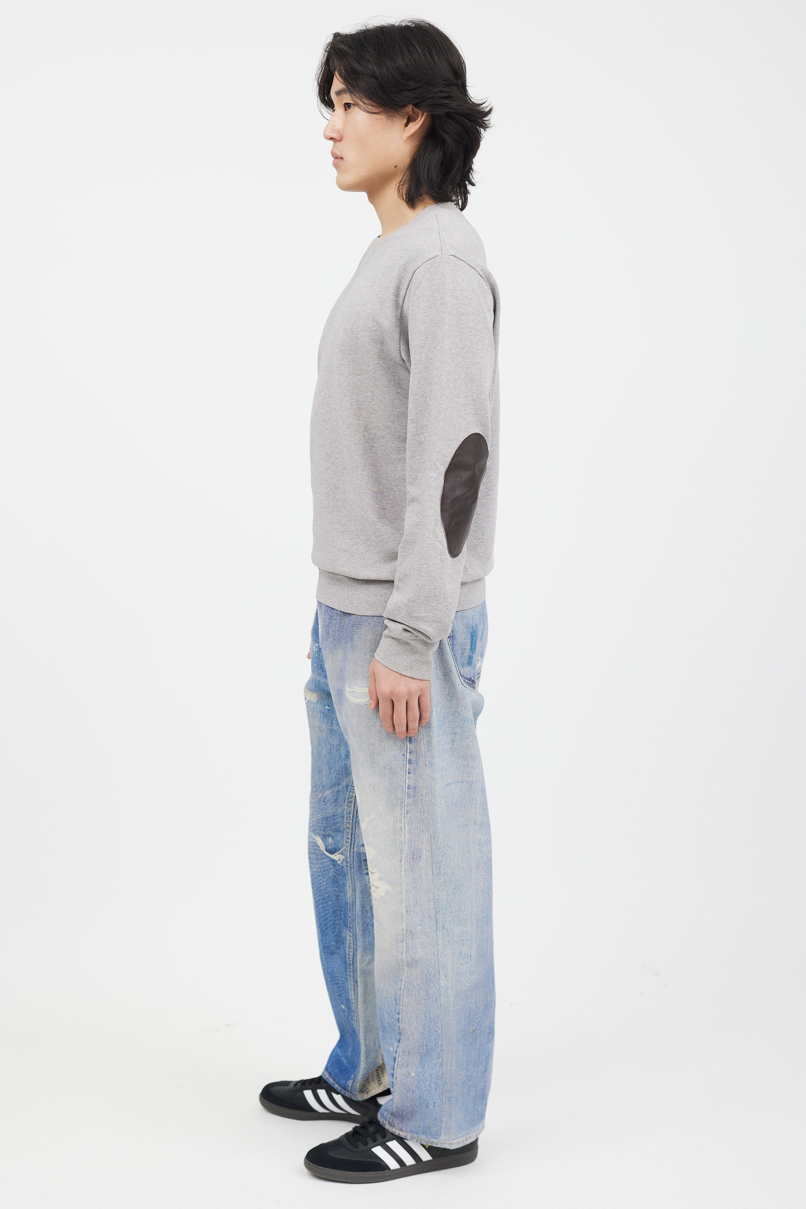 Maison Margiela // Grey Cotton Elbow Patch Sweater – VSP Consignment