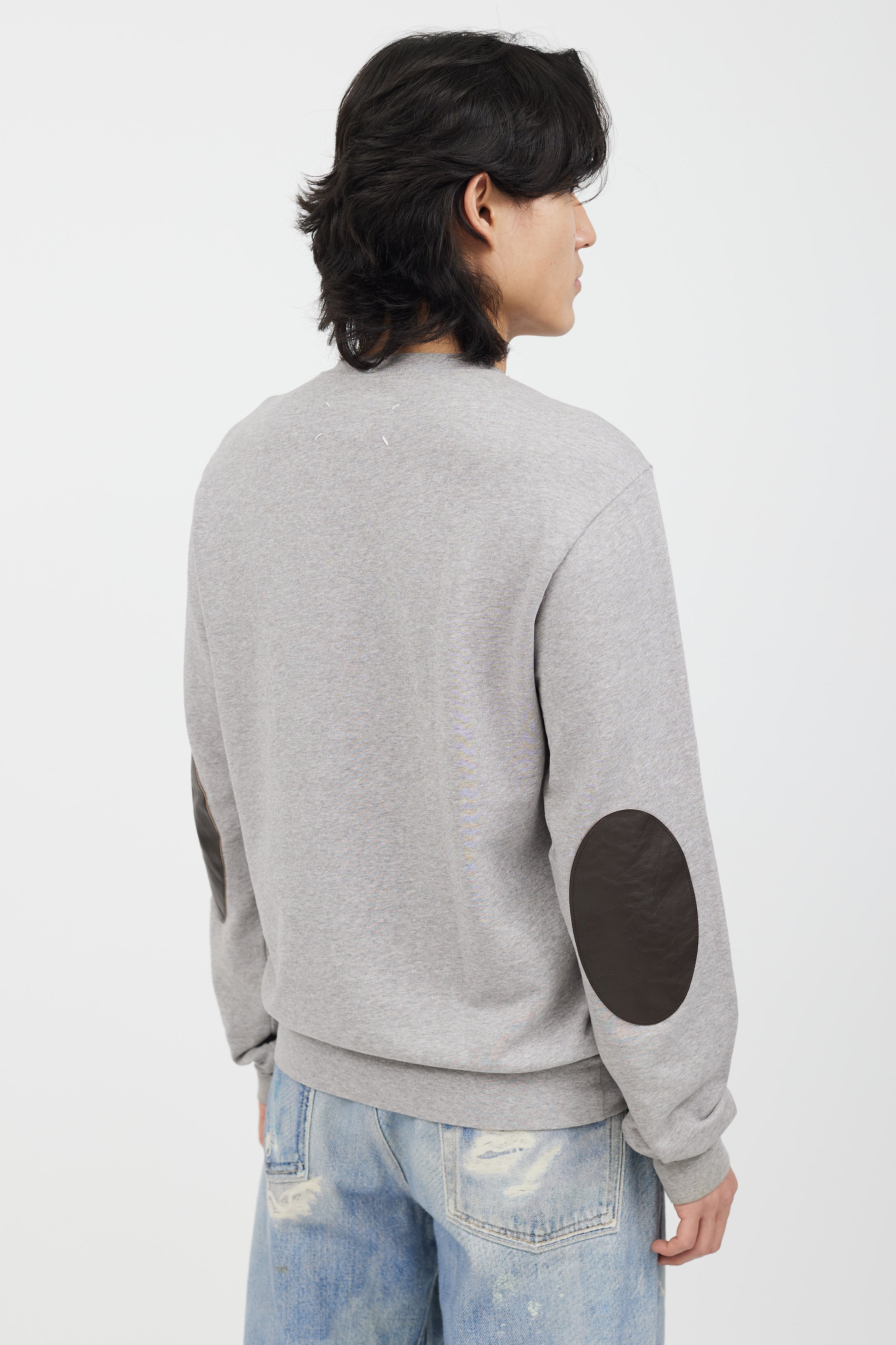 Maison Margiela // Grey Cotton Elbow Patch Sweater – VSP Consignment
