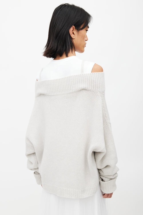 Maison Margiela Grey Knit Off Shoulder Sweater