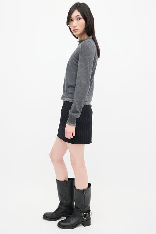 Maison Margiela Grey Wool Knit Raw Hem Sweater