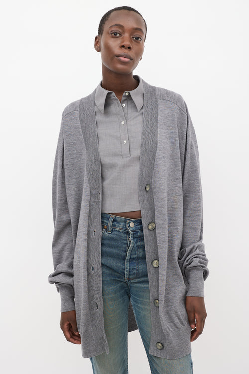 Maison Margiela Grey Wool Oversized Cardigan