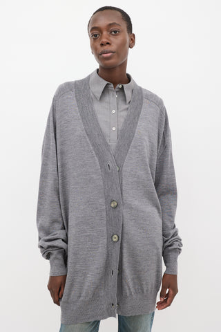 Maison Margiela Grey Wool Oversized Cardigan