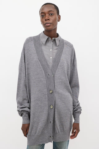 Maison Margiela Grey Wool Oversized Cardigan