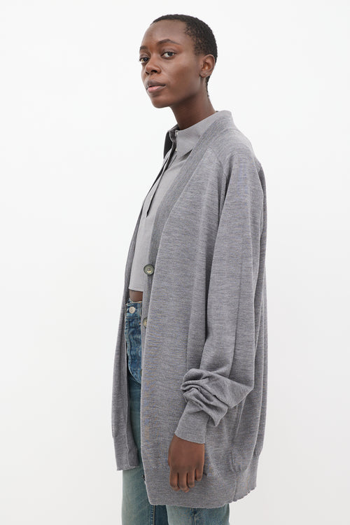 Maison Margiela Grey Wool Oversized Cardigan