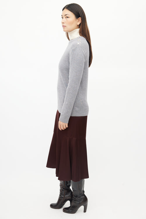 Maison Margiela Grey Wool Shoulder Button Knit Sweater