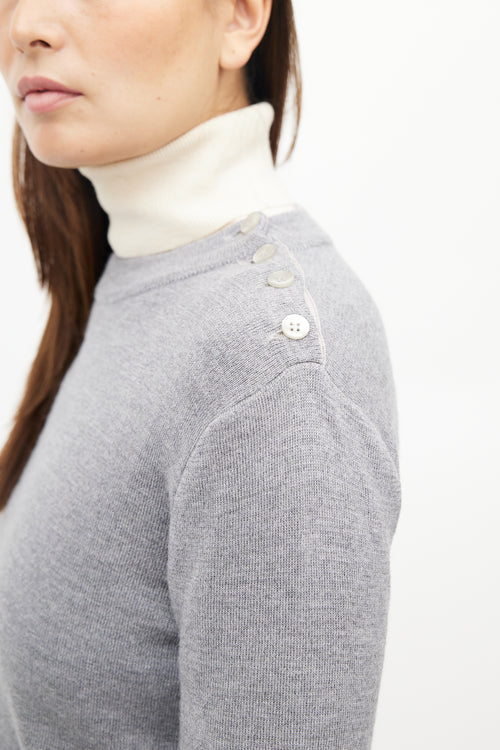 Maison Margiela Grey Wool Shoulder Button Knit Sweater