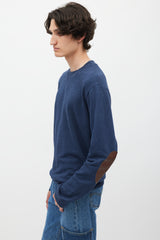 Maison Margiela Navy & Brown Elbow Patch Sweatshirt