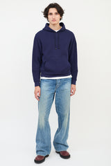 Maison Margiela Navy Cotton Deconstructed Hoodie