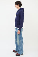 Maison Margiela Navy Cotton Deconstructed Hoodie