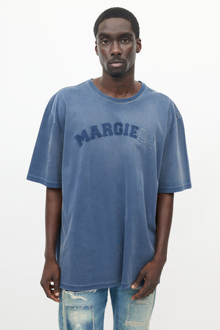 Maison Margiela Navy Distressed Logo T-Shirt