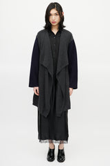 Maison Margiela Navy & Grey Wool Belted Cardigan