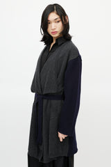 Maison Margiela Navy & Grey Wool Belted Cardigan