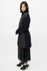 Maison Margiela Navy & Grey Wool Belted Cardigan