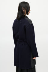 Maison Margiela Navy & Grey Wool Belted Cardigan