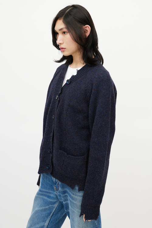 Maison Margiela Navy Speckled Distressed Cardigan