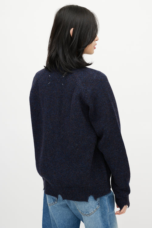 Maison Margiela Navy Speckled Distressed Cardigan