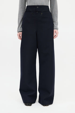 Maison Margiela Navy Twill Button Flap Trouser