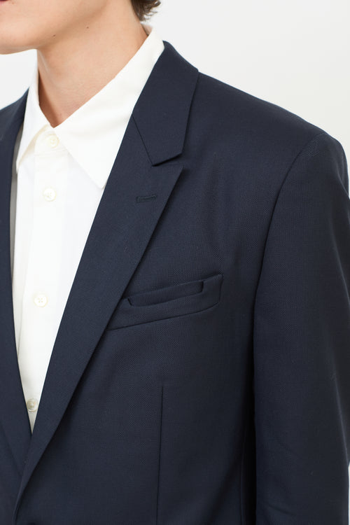 Maison Margiela Navy Wool Slip Welt Blazer