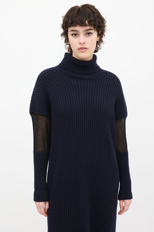 Maison Margiela Navy Wool knit & Mesh Sweater Dress