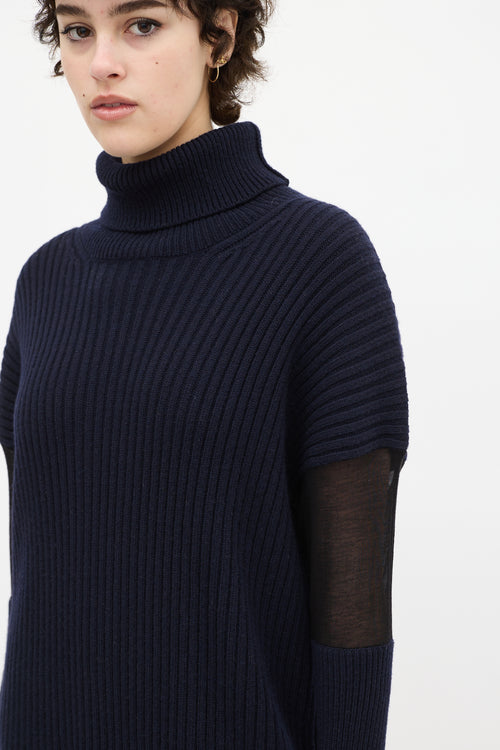 Maison Margiela Navy Wool knit & Mesh Sweater Dress