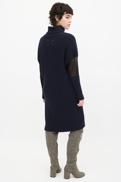 Maison Margiela Navy Wool knit & Mesh Sweater Dress