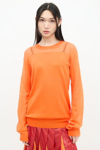 Maison Margiela Orange Cotton & Mohair Panelled Sweater