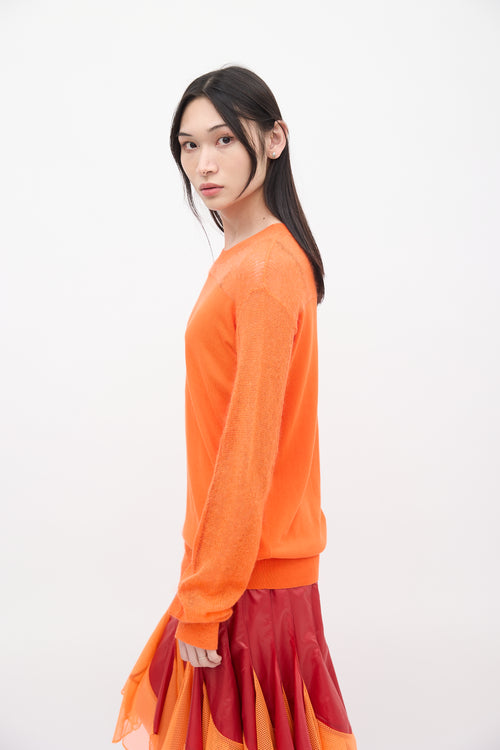 Maison Margiela Orange Cotton & Mohair Panelled Sweater