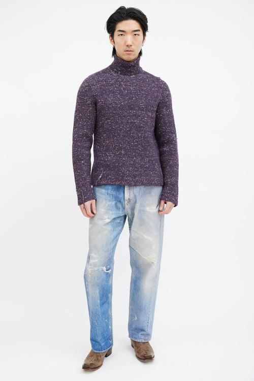Purple Wool Speckled Knit Sweater