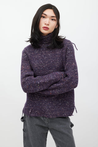 Maison Margiela Purple Wool Speckled Knit Sweater