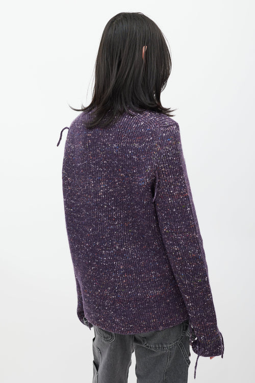 Maison Margiela Purple Wool Speckled Knit Sweater