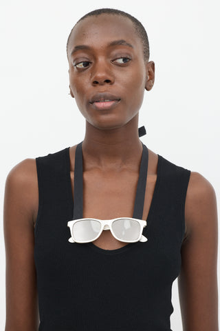 Maison Margiela Silver & Black Faux Sunglasses Ribbon Necklace