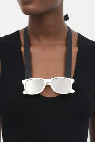 Maison Margiela Silver & Black Faux Sunglasses Ribbon Necklace