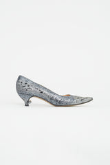 Maison Margiela Silver Glitter Pointed Toe Pump