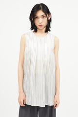 Maison Margiela White & Grey Striped Wool Top