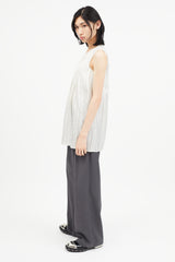Maison Margiela White & Grey Striped Wool Top