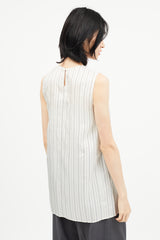 Maison Margiela White & Grey Striped Wool Top