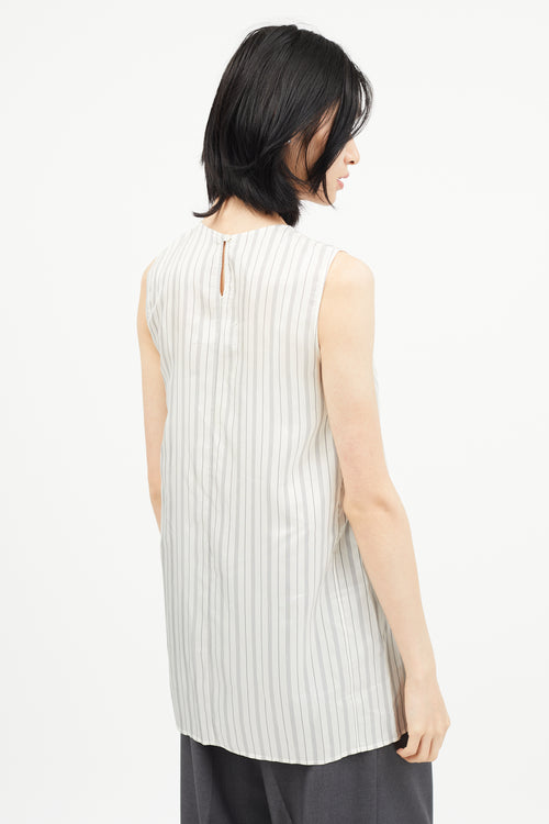 Maison Margiela White & Grey Striped Wool Top