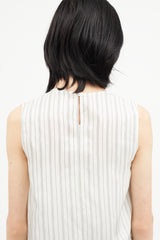 Maison Margiela White & Grey Striped Wool Top