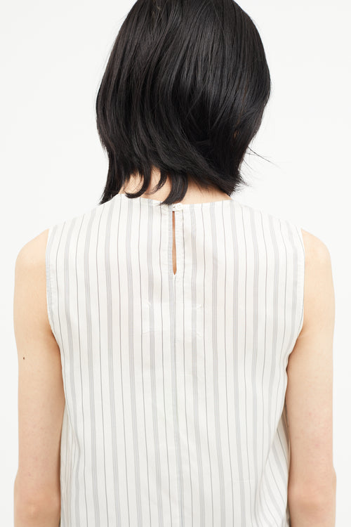 Maison Margiela White & Grey Striped Wool Top