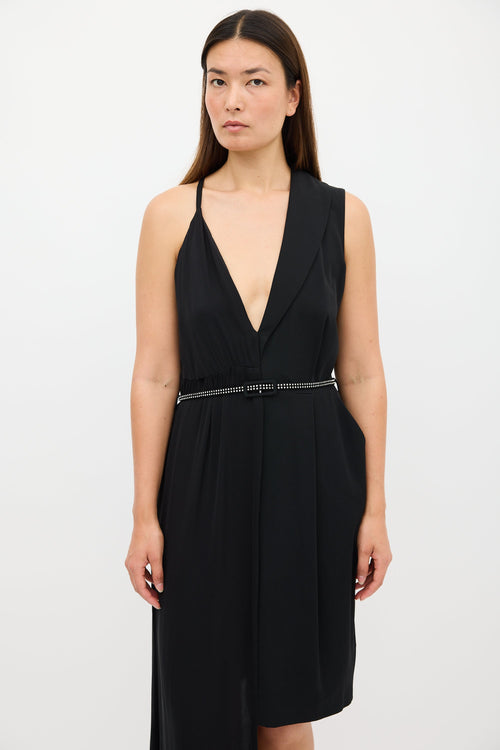 Maison Margiela X H&M Black Silk Asymmetrical Belted Dress