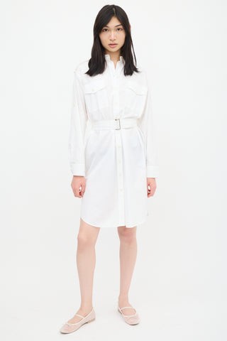 Maison Ullens White Belted Shirt Dress