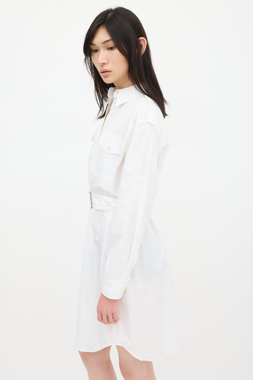 Maison Ullens White Belted Shirt Dress