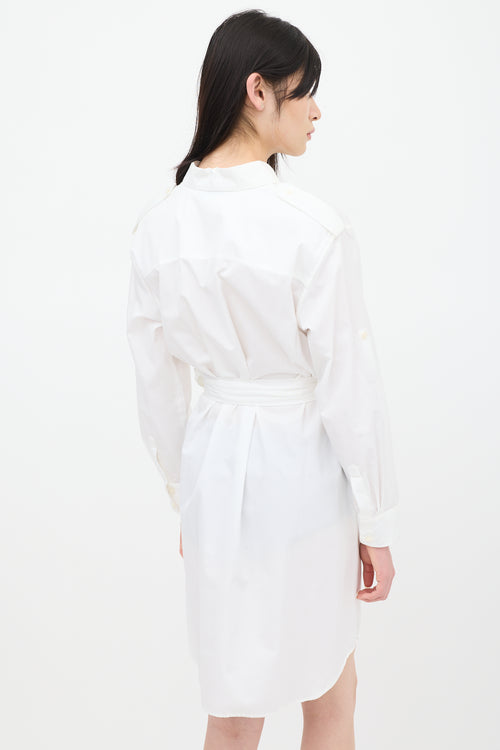 Maison Ullens White Belted Shirt Dress