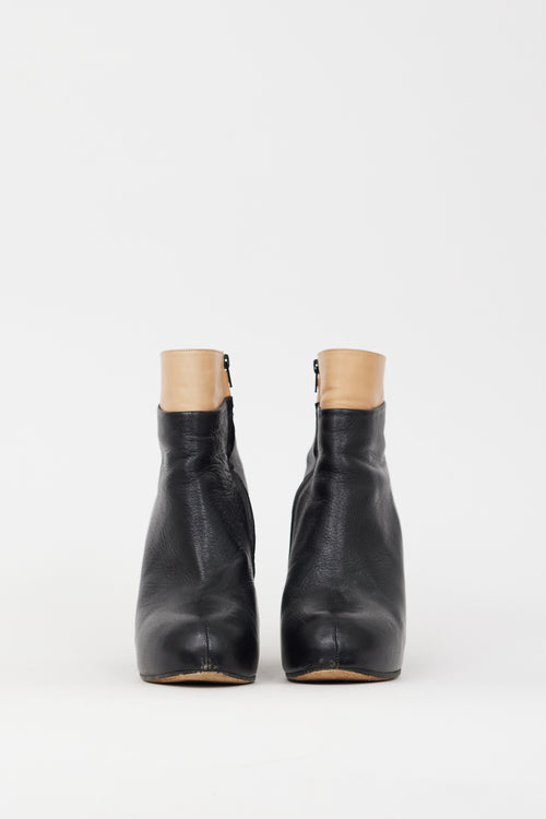 Maison Margiela Black & Beige Leather Wedge Boot