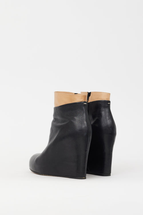 Maison Margiela Black & Beige Leather Wedge Boot